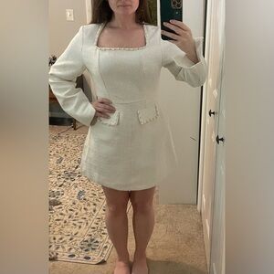 White Tweed Mini Dress